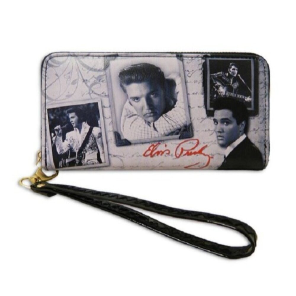 White New Elvis Presley Clutch Purse Zip Wallet Wristlet Coin Phone Holder Photo
